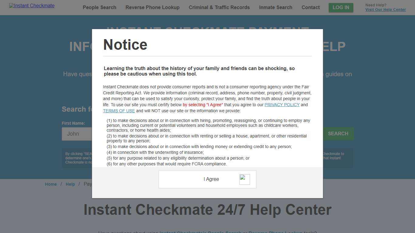 Instant Checkmate Payment Information - Instant Checkmate Help Center